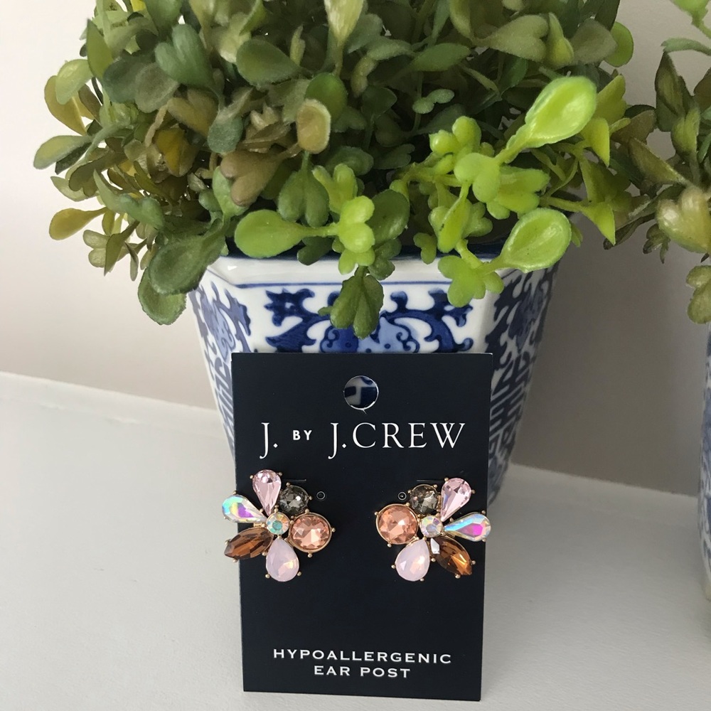 NWT J. Crew Crystal Cluster earrings blush pinks